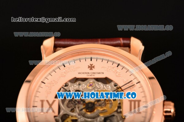 Vacheron Constantin Malte Asia Automatic Rose Gold Case with Beige Skeleton Dial and Roman Numeral Markers - Click Image to Close